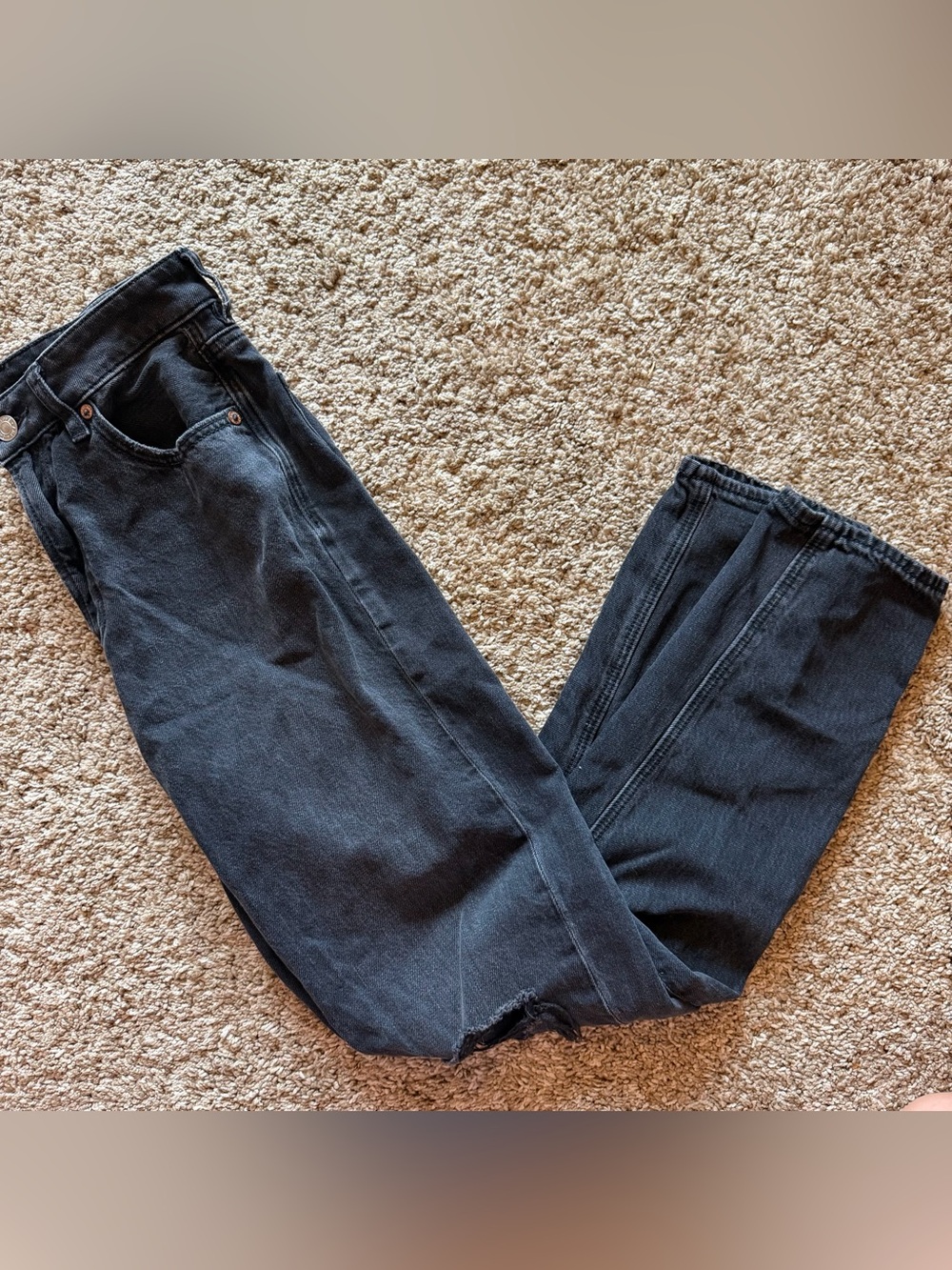 Black Distressed Knee Mom Jean High Waisted American Eagle